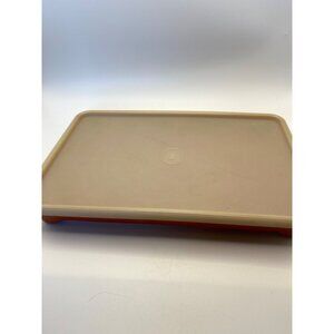 Tupperware Bacon Keeper  Red Waffle Mold With Cream Lid Made In USA Durable & Re